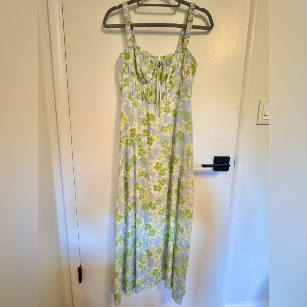 Astr Floral Midi Dress - Green and White - Picture 3 of 6